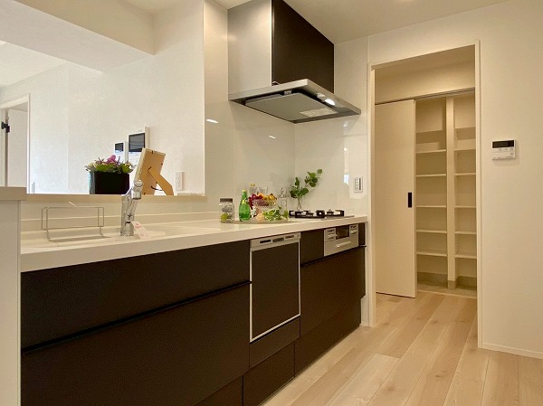 信濃町ハイム_ウォークスルーキッチンの写真