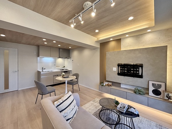 虎ノ門ガーデン_お洒落なリビングダイニングキッチンの写真