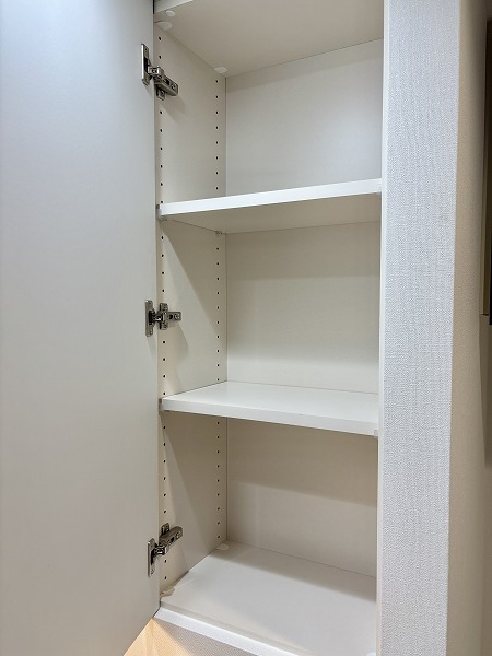 ウェリス六本木_洗面化粧台横の収納の写真