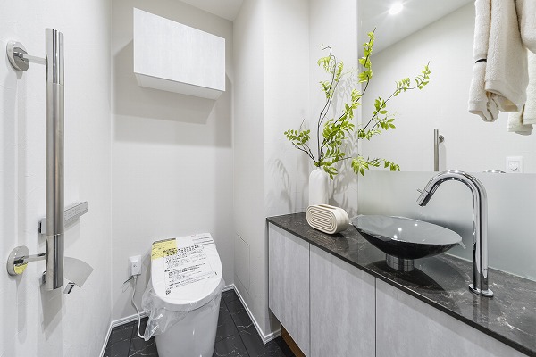 ザ・パークハウス白金二丁目タワー_手摺が設置されているトイレの写真