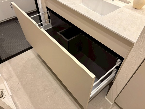 テラス渋谷美竹_大容量の洗面化粧台下の引き出しの写真