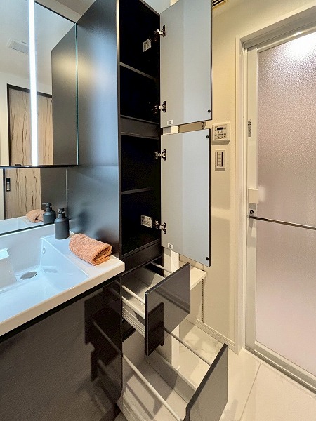 ヒルズ目白台_洗面化粧台横の収納の写真 