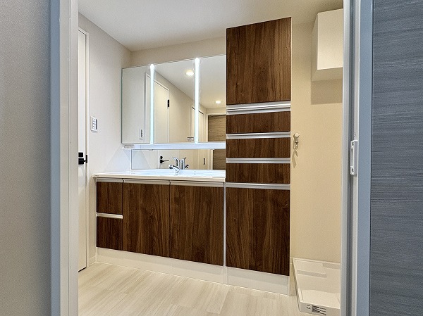 東京サーハウスガーデンポート_大きな洗面化粧台の写真