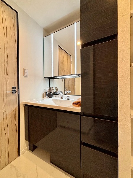 ヒルズ目白台_3面鏡の洗面化粧台の写真 