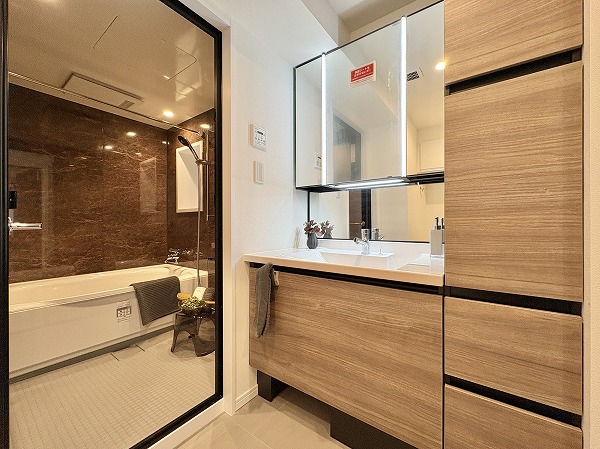 パレ駒場_収納が多い洗面スペースの写真